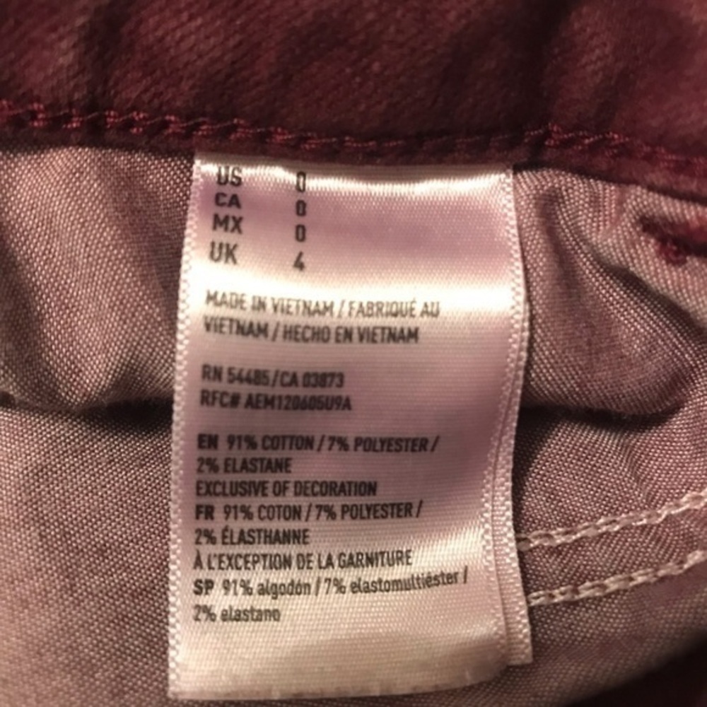 AE American Eagle Hi Rise Shortie Denim Jean Shorts Purple Burgundy Size 0 25 - Picture 6 of 6